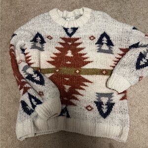 Love Riche Cream and Multicolor Patterned Sweater